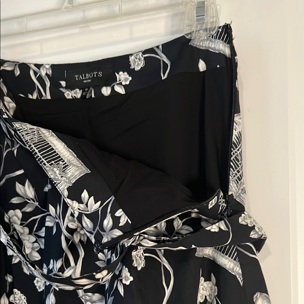 Talbots Black and White A-Line Skirt with Tie Front - Picture 5 of 7